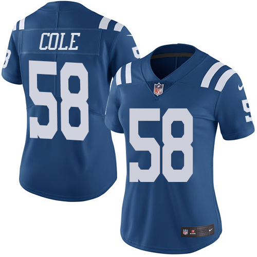 Women's Limited Trent Cole Nike Jersey Royal Blue - #58 Rush NFL Indianapolis Colts